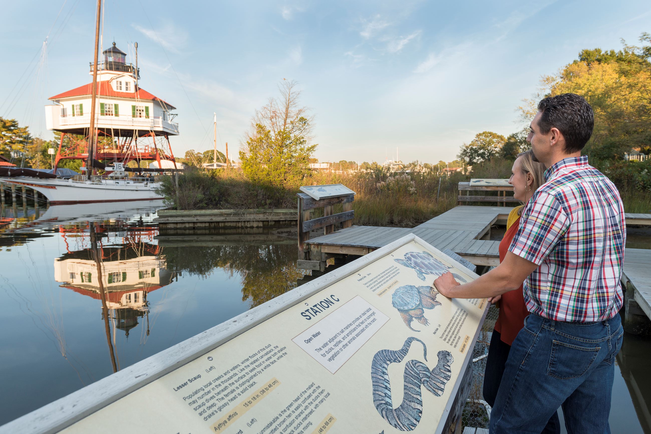 Couple in front of Drum Point Lighthouse