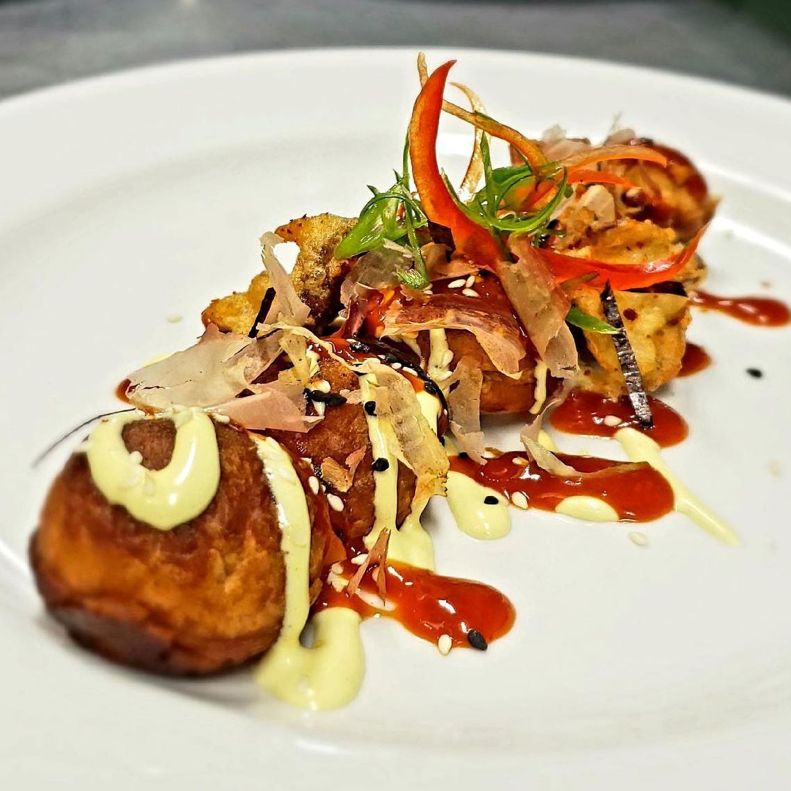 Plated food with a drizzle from CD Cafe